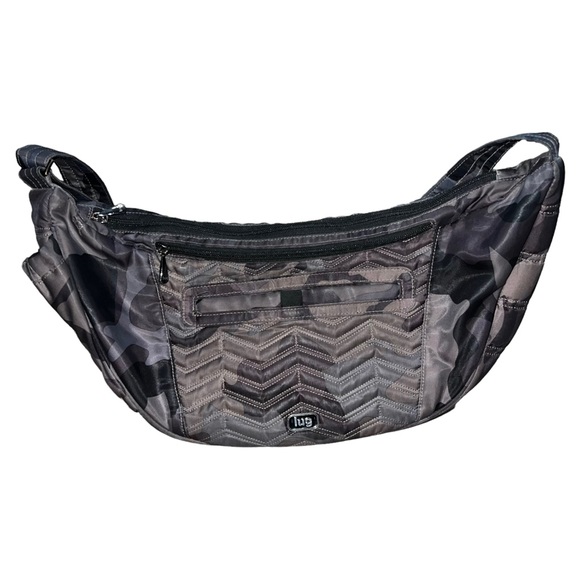 Lug Boomerang Charcoal-Gray Camo Print Crossbody Sling Freestyle Bag AS IS - Picture 2 of 16